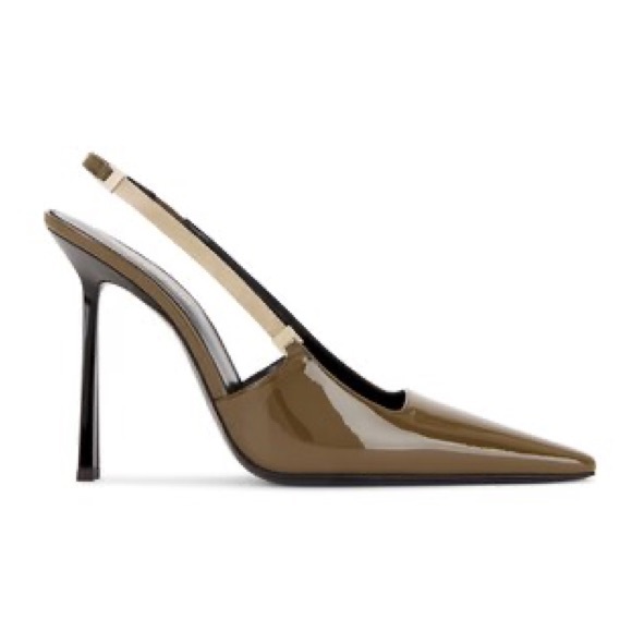 SAINT LAURENT BLAKE SLINGBACK PUMP IN AMBER GREEN - Picture 1 of 14